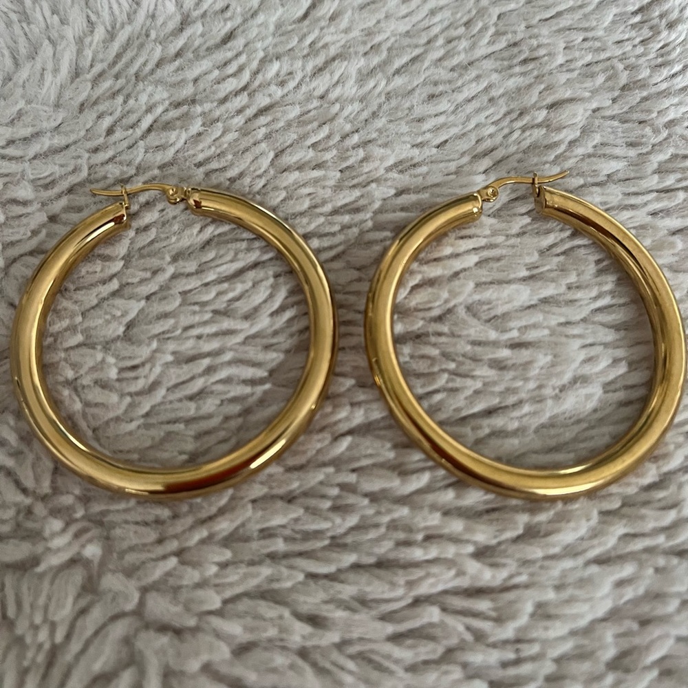New Chunky Gold Hoops 2in Diameter